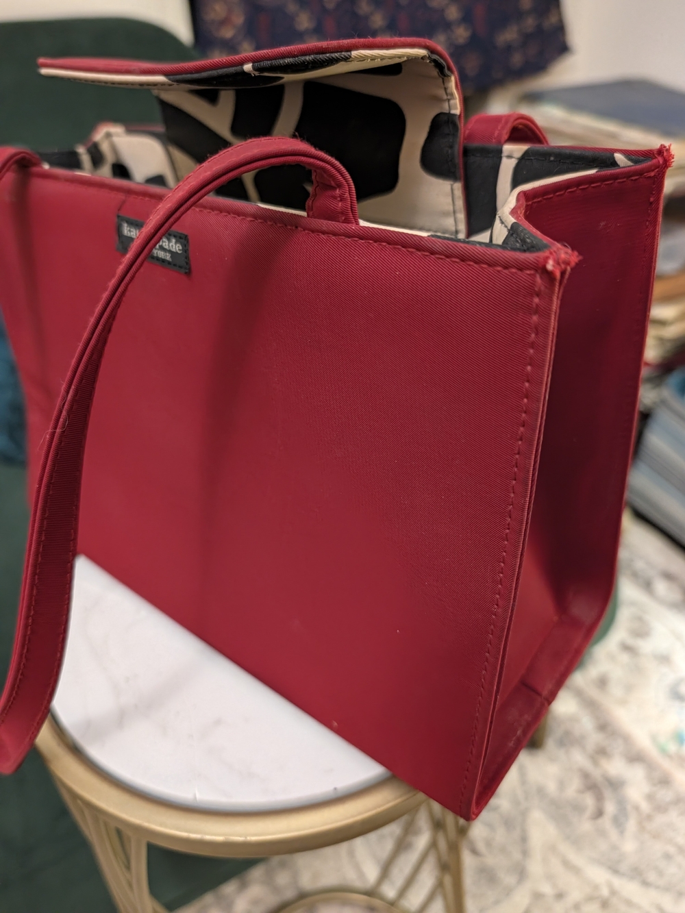 kate spade Red Tote Bag with Printed Interior